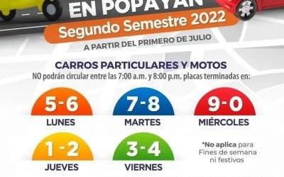 Pico y Placa en Popayán 2022